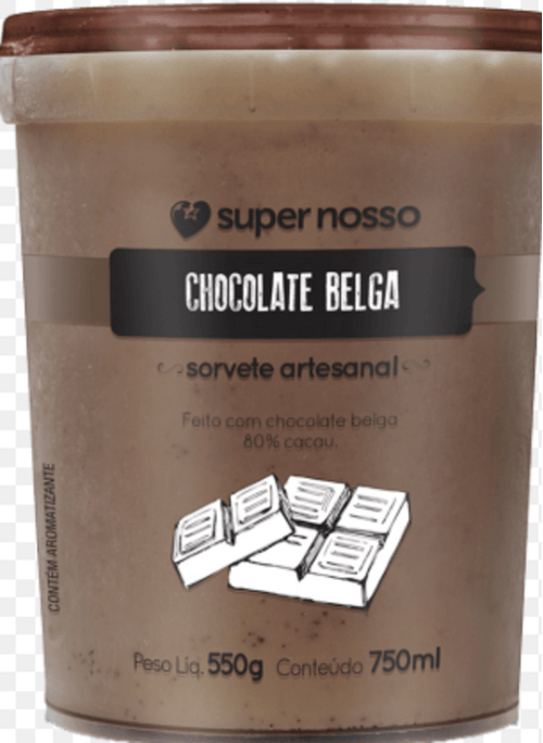 GELATO SUPERNOSSO 1KG CHOCOLATE BELGA ZERO AÇÚCAR