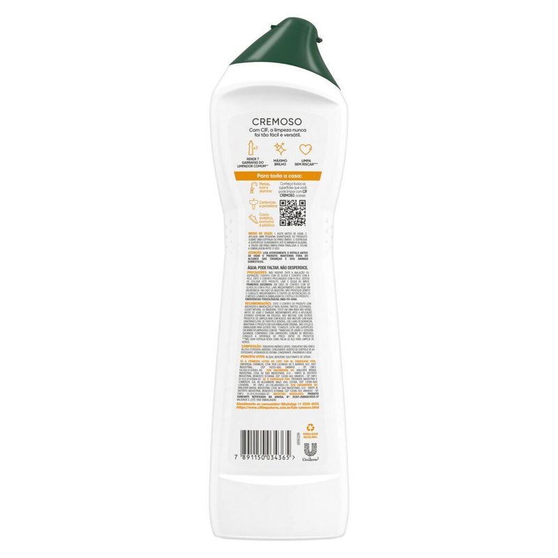 Saponaceo-Cremoso-Multiuso-Laranja-Limpeza-Milagrosa-Cif-Squeeze-450ml