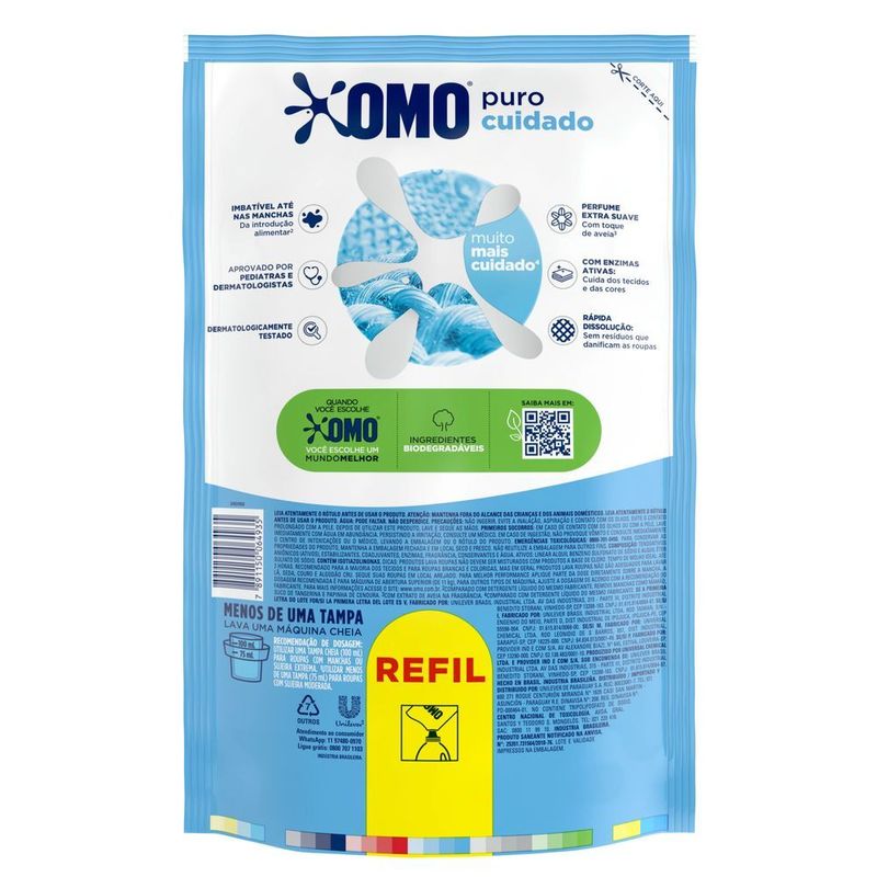 Sabao-Liquido-Refil-OMO-Puro-Cuidado-900-ml