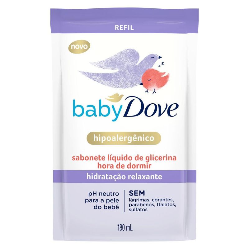 Sabonete-Bebe-Liquido-de-Glicerina-Hidratacao-Relaxante-Dove-Baby-Hora-de-Dormir-Sache-180ml-Refil