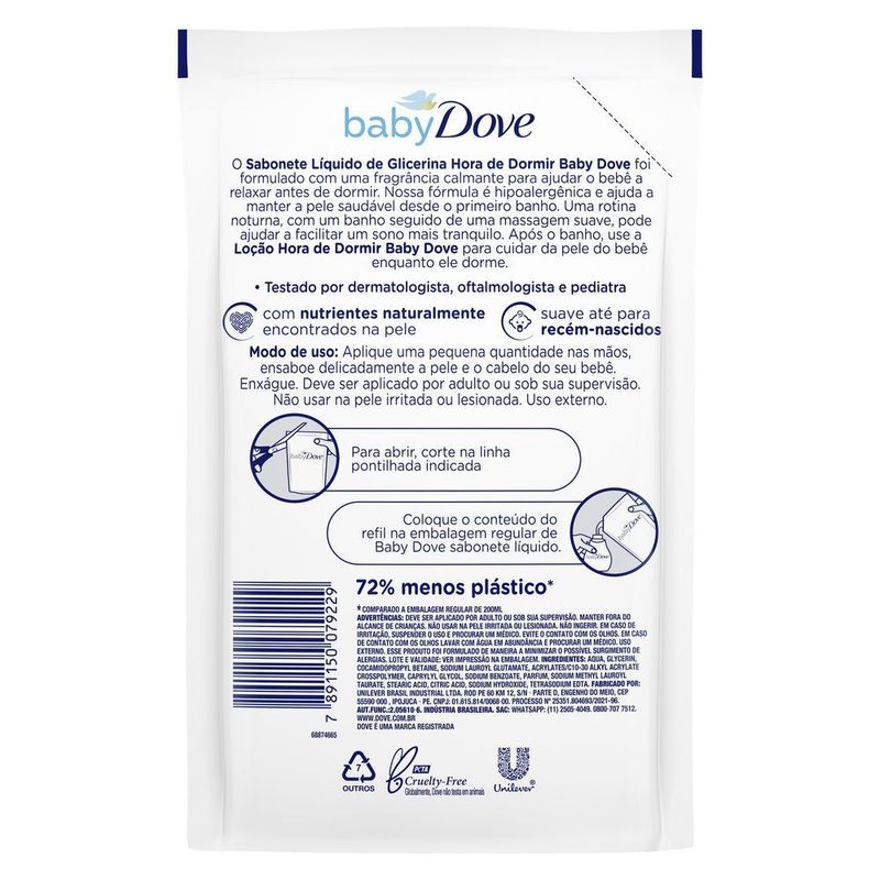 Sabonete-Bebe-Liquido-de-Glicerina-Hidratacao-Relaxante-Dove-Baby-Hora-de-Dormir-Sache-180ml-Refil