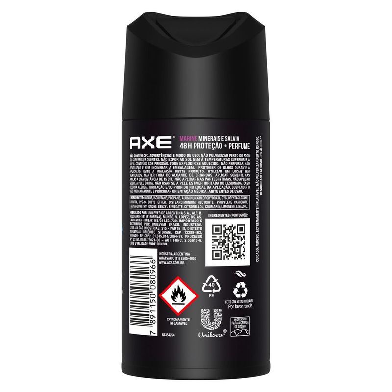 Antitranspirante-Aerossol-Marine-Minerais-e-Salvia-48h-Protecao-Axe-152ml-Spray