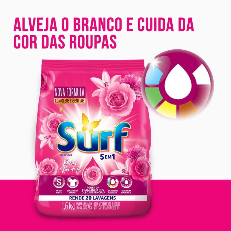 Lava-Roupas-em-Po-5-em-1-Rosas-e-Flor-de-Lis-Surf-Pacote-16kg
