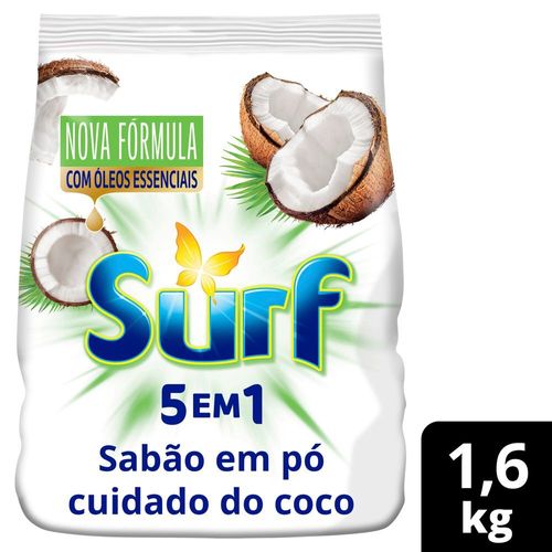Sabão em pó 5 em 1 Surf Cuidado do coco 1,6 kg