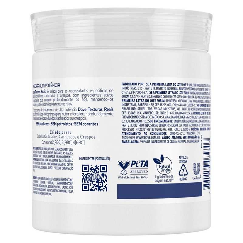 Mascara-de-Tratamento-com-Azeite-de-Oliva-Alta-Potencia-Dove-Liberdade-dos-Cabelos-Texturas-Reais-Ondulados-Cacheados-e-Crespos-Pote-500g