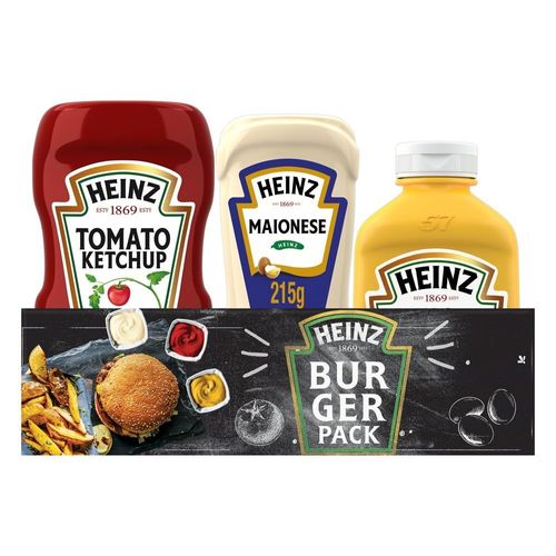 Kit Burger Ketchup Tradicional 397g + Maionese 215g + Mostarda Amarela 255g Heinz