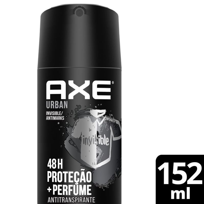 Antitranspirante-Aerossol-Invisible-Antimarks-Urban-48h-de-Protecao-Axe-152ml-Spray