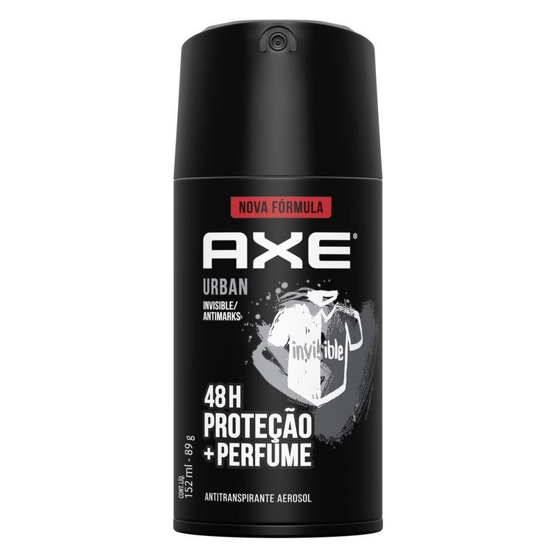 Antitranspirante-Aerossol-Invisible-Antimarks-Urban-48h-de-Protecao-Axe-152ml-Spray
