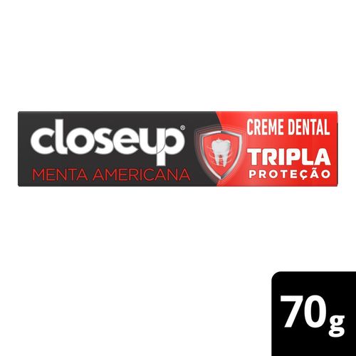 Creme Dental com Flúor e Cálcio Menta Americana Closeup Tripla Proteção Caixa 70g