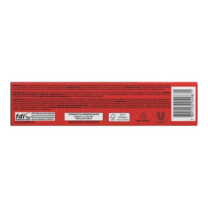 Creme-Dental-com-Fluor-e-Calcio-Menta-Americana-Closeup-Tripla-Protecao-Caixa-70g