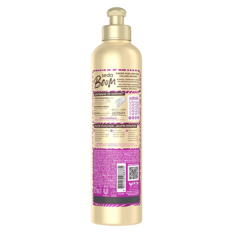 Creme-para-Pentear-Leve-Seda-Pro-Curvatura-Boom-Volume-Maximo-Frasco-350ml