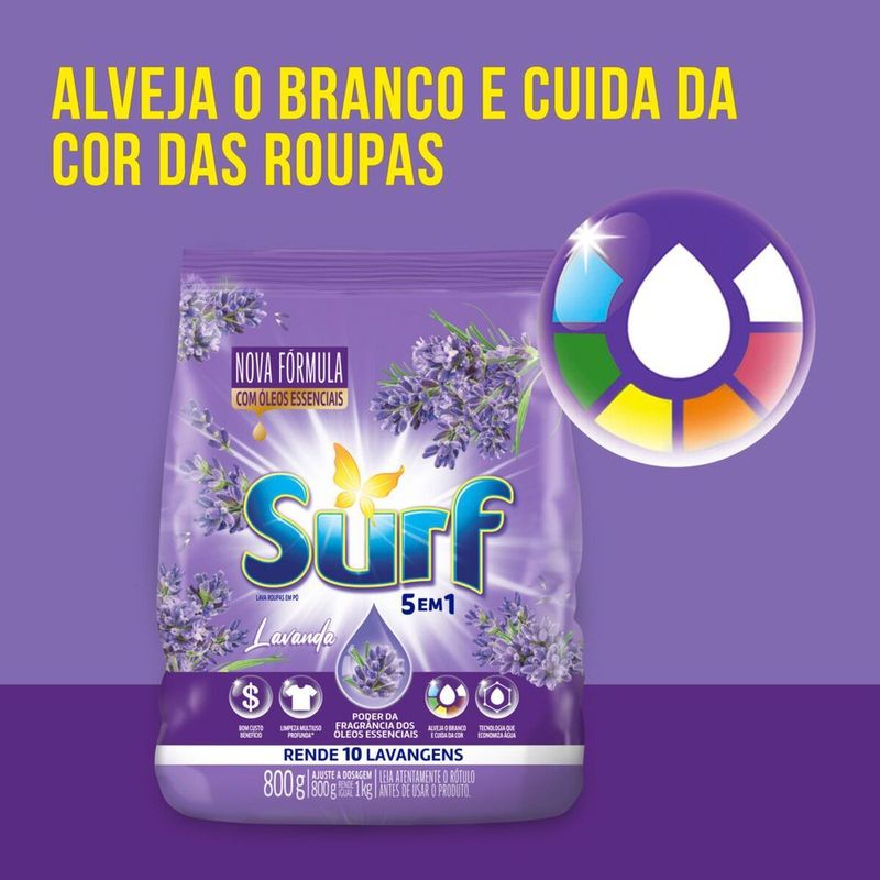Lava-Roupas-em-Po-5-em-1-Lavanda-Surf-Pacote-800g