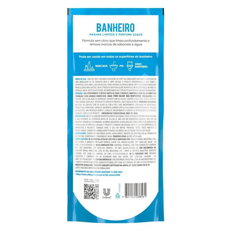 Limpador-de-Uso-Geral-Banheiro-sem-Cloro-Cif-Sache-450ml-Refil-Economico