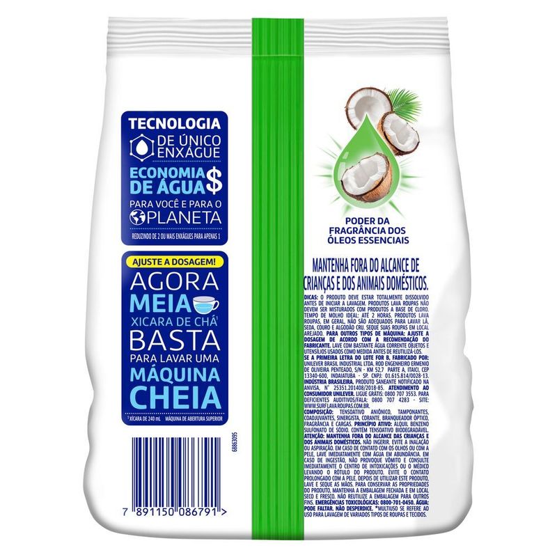 Lava-Roupas-em-Po-Cuidado-do-Coco-Oleos-Essenciais-5-em-1-Surf-Pacote-800g