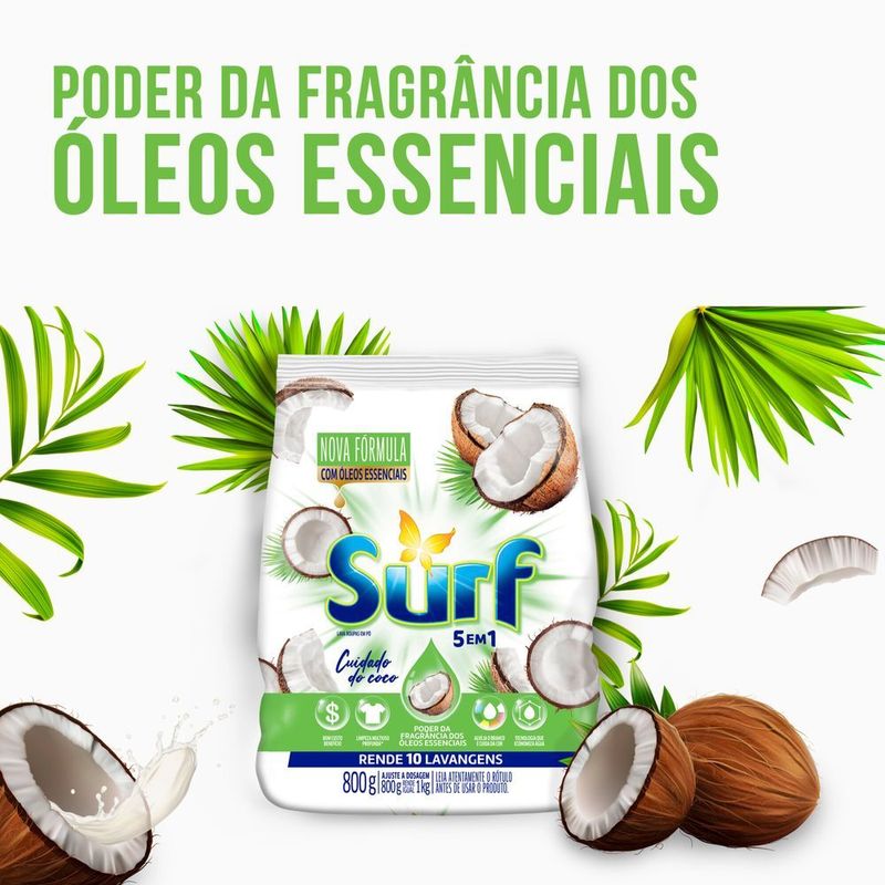 Lava-Roupas-em-Po-Cuidado-do-Coco-Oleos-Essenciais-5-em-1-Surf-Pacote-800g