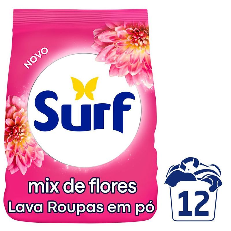Lava-Roupas-em-Po-5-em-1-Rosas-e-Flor-de-Lis-Surf-Pacote-800g