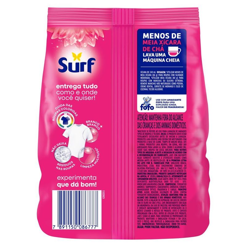 Lava-Roupas-em-Po-5-em-1-Rosas-e-Flor-de-Lis-Surf-Pacote-800g