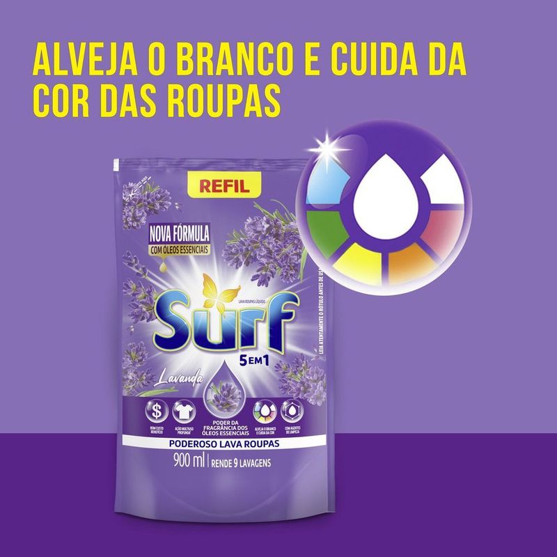 Lava-Roupas-Liquido-Lavanda-Oleos-Essenciais-5-em-1-Surf-Sache-900ml-Refil