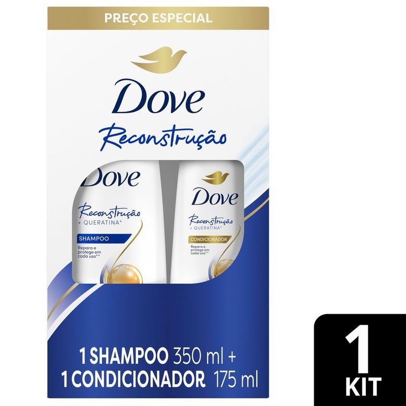 Kit-Promocional-Shampoo-350ml---Condicionador-175ml-Dove-Reconstrucao---Queratina-Preco-Especial