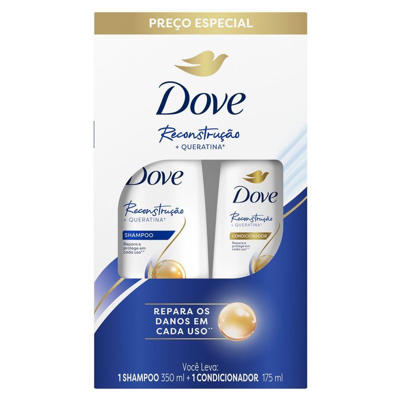 Kit-Promocional-Shampoo-350ml---Condicionador-175ml-Dove-Reconstrucao---Queratina-Preco-Especial