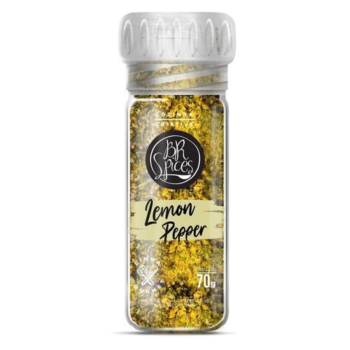 Tempero Lemon Pepper Mistura de Sal e Especiarias à Base de Limão com Moedor BR Spices Craft Spices Vidro 70g