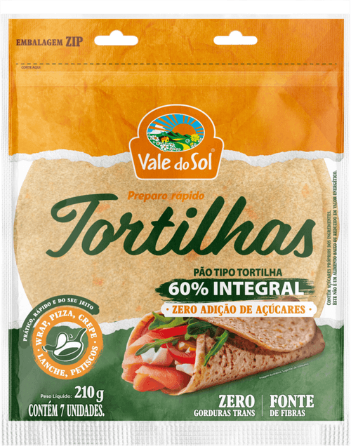 PÃO TORTILHA VALE DO SOL RAP INTEGRAL 210G