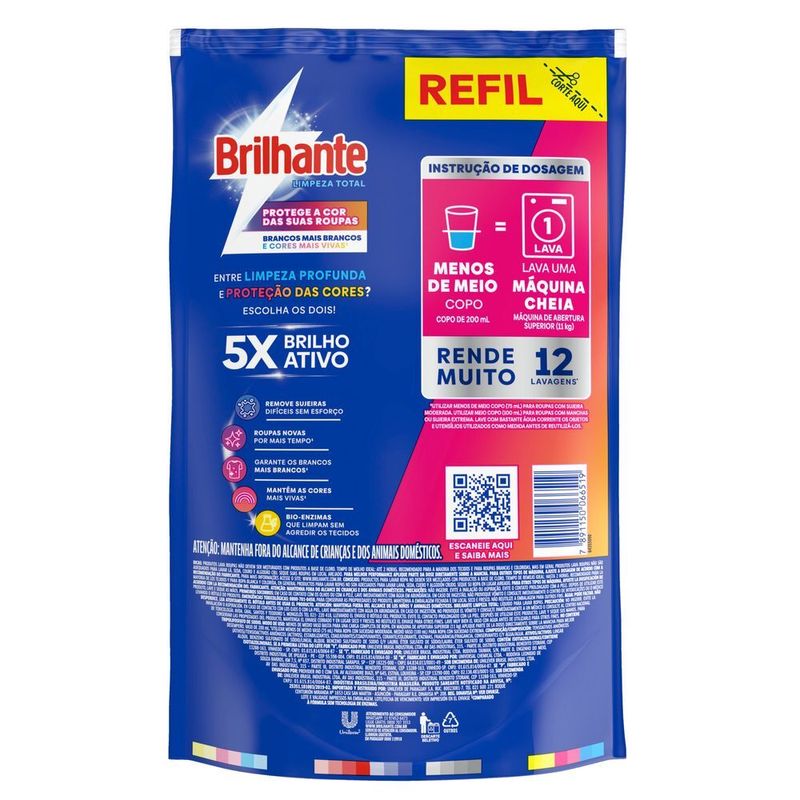Lava-Roupas-Liquido-Roupas-Brancas-e-Coloridas-Brilhante-Limpeza-Total-Sache-900ml-Refil-Economico