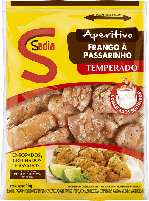 Frango a Passarinho Peito, Coxas, Sobrecoxas, Coxinhas das Asas com Meios das Asas e Dorso Congelado Temperado Sadia 1kg