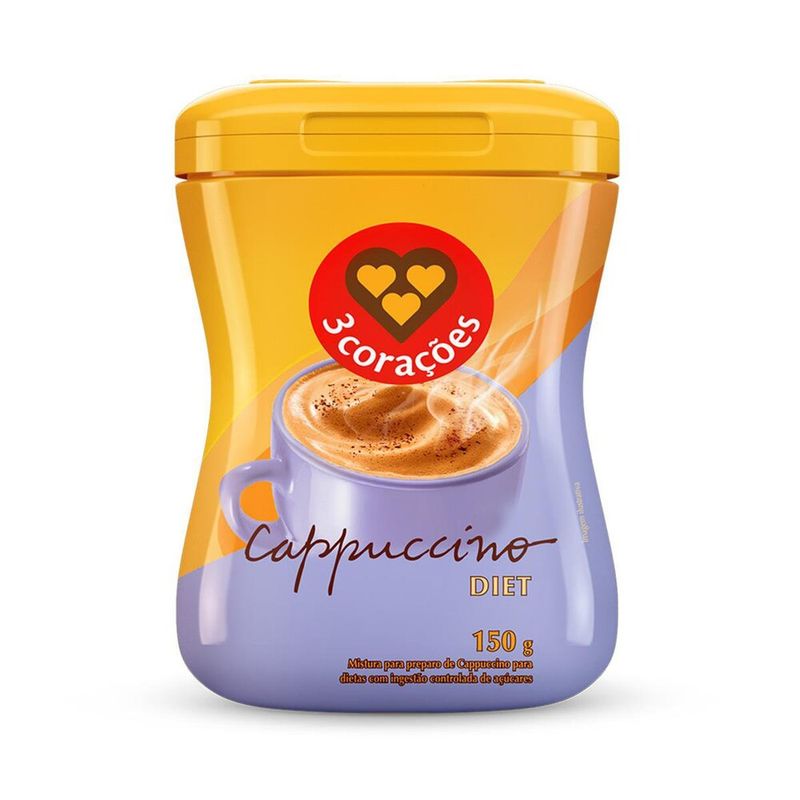 Cappuccino-Diet-3-Coracoes-Pote-150g
