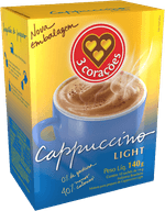 Mistura-para-Preparo-de-Cappuccino-Soluvel-Light-3-Coracoes-Caixa-140g-10-Unidades-de-14g-Cada