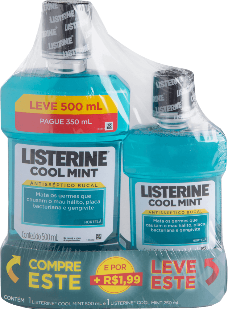 Kit-Enxaguante-Bucal-Antisseptico-Hortela-Listerine-Cool-Mint-Leve-500ml-Pague-350ml