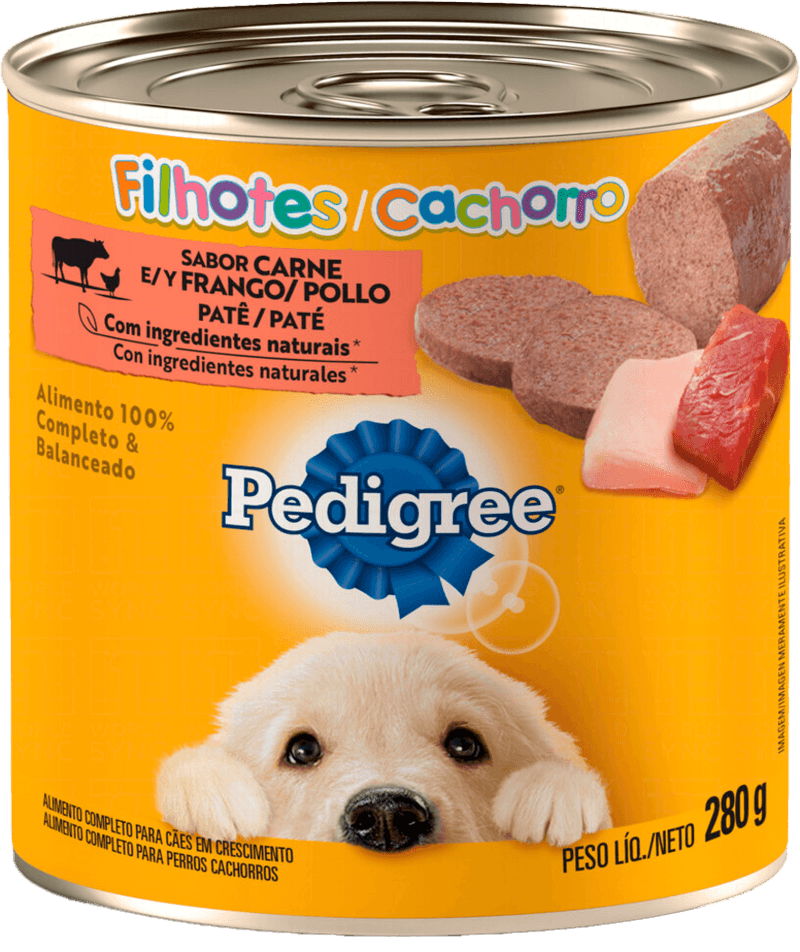 Alimento-Completo-e-Balanceado-Pate-para-Caes-Filhotes-Carne-e-Frango-Pedigree-Lata-280g