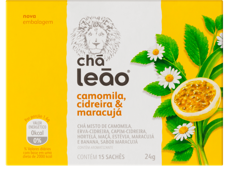 Cha-Misto-de-Camomila-Erva-Cidreira-Capim-Cidreira-Hortela-Maca-Estevia-Maracuja-e-Banana-Cha-Leao-Caixa-24g-15-Unidades