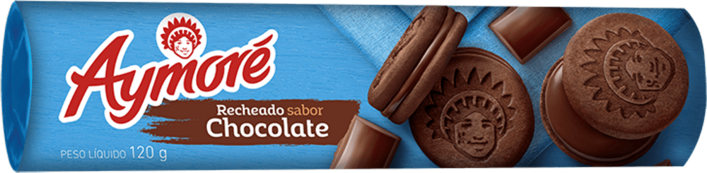 Biscoito Chocolate Recheio Chocolate Aymoré Pacote 120g