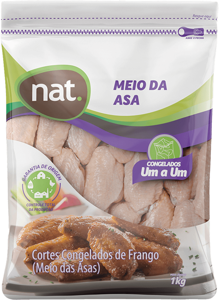 Meio da Asa de Frango Nat Congelado Pacote 1 kg