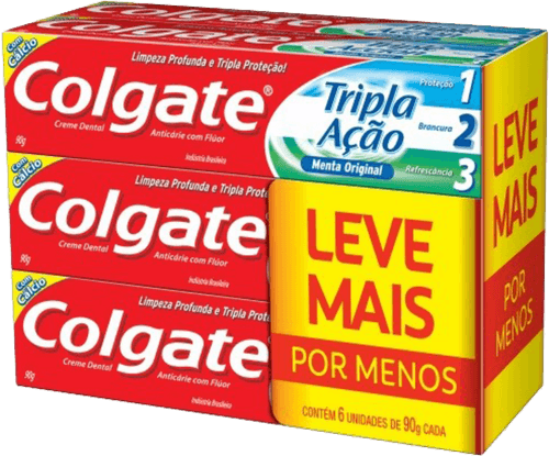 creme dental anticárie menta original com flúor colgate tripla ação caixa 6 unidades 90g cada leve mais pague menos