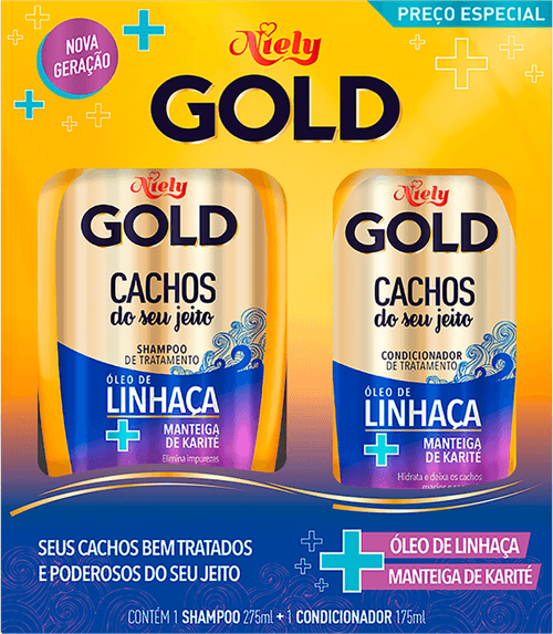 Kit Shampoo 275ml + Condicionador 175ml Niely Gold Cachos Do Seu Jeito