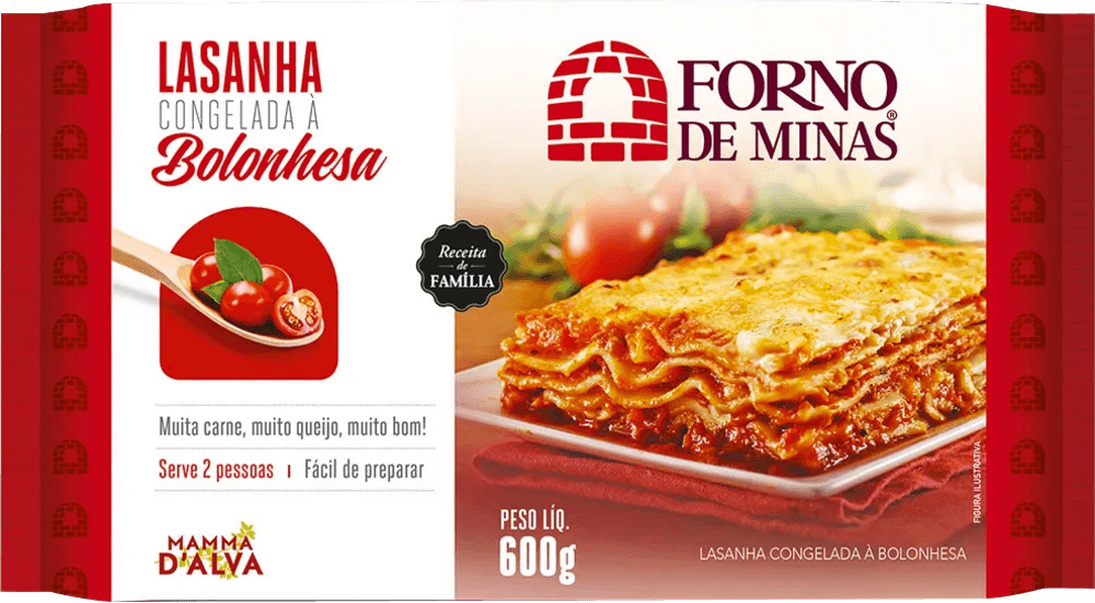 Lasanha Forno de Minas Congelada Bolonhesa Embalagem com 600g