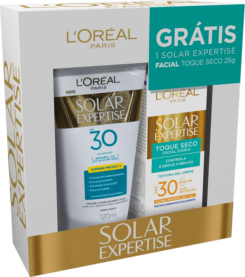 Kit-L-Oreal-Protetor-Solar-FPS30-120ml---Facial-Toque-Seco-FPS30-25g