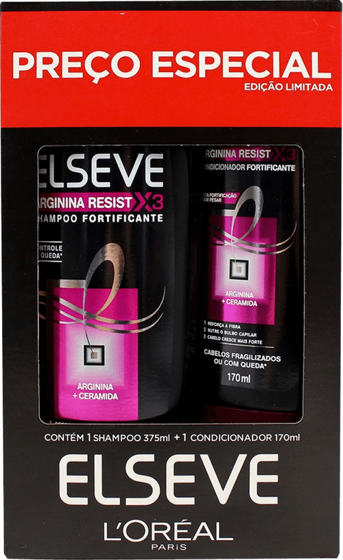 Kit Shampoo 375ml + Condicionador 170ml Loréal Paris Elseve Arginina Resist X3