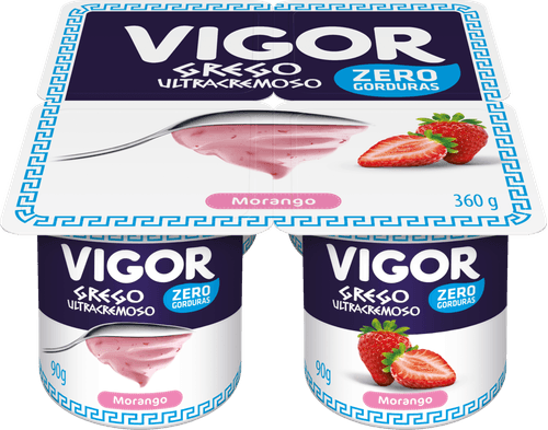 Iogurte Grego Vigor Ultracremoso Zero Morango 360g