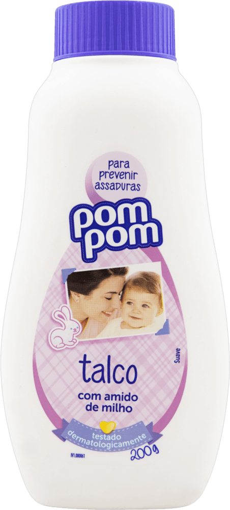 Talco com Amido de Milho Pom Pom Frasco 200g