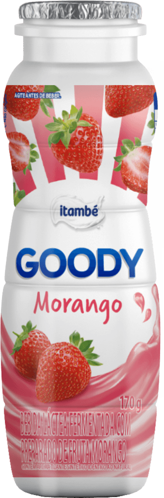 Bebida Láctea Fermentada com Preparado de Fruta Morango Teen Titans Go! Itambé Goody Frasco 170g
