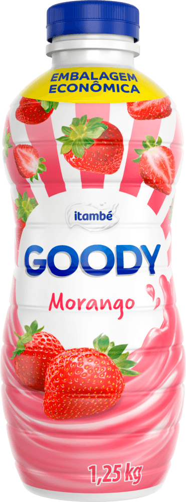 Bebida Láctea Fermentada com Preparado de Fruta Morango Itambé Goody Garrafa 1,15kg Embalagem Econômica