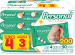 Lencos-Umedecidos-Personal-Baby-Soft---Protect-Leve-4-Pague-3-com-4-pacotes-com-50-lencos---total-de-200-lencos