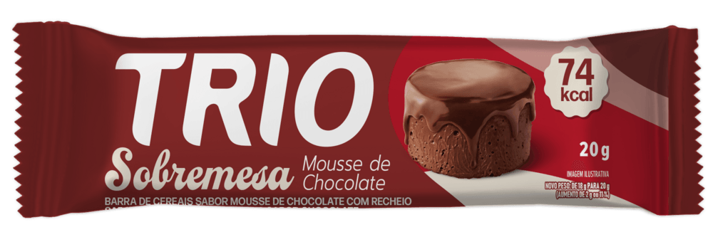 Barra de Cereal Mousse de Chocolate com Recheio e Cobertura Chocolate Trio Deli Pacote 20g