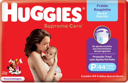 Fralda Descartável Recém-Nascido Roupinha Huggies Supreme Care P 3,5 a 6kg Pacote 44 Unidades