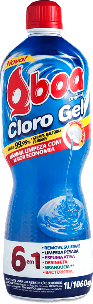 Desinfetante Qboa 6 em 1 Cloro Gel 1L