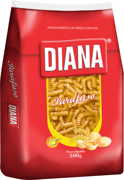Massa Alimentícia Macarrão de Sêmola com Ovos Parafuso Diana Pacote 500g