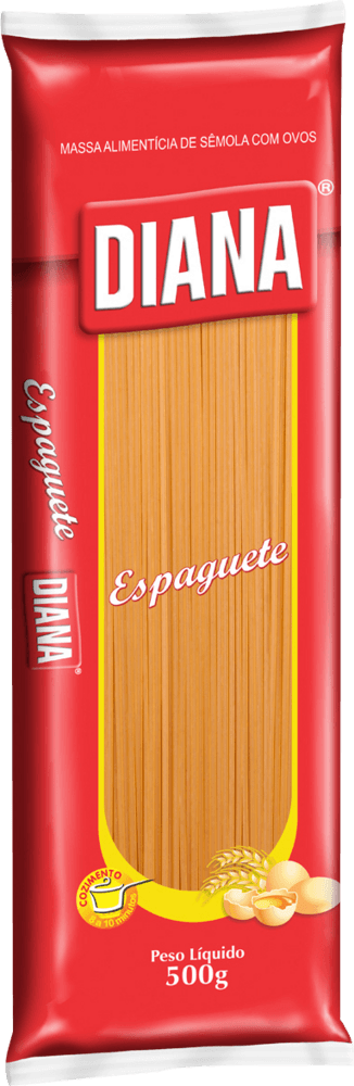 Massa Alimentícia Macarrão de Sêmola com Ovos Espaguete Diana Pacote 500g